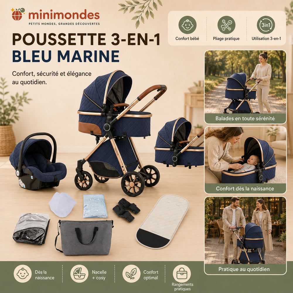 Poussette 3-en-1 Compacte