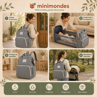 Sac à langer 3-en-1 — couchage d'appoint déplié