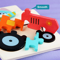 Puzzle 3D en Bois — animaux & véhicules à encastrer, dès 2 ans