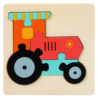 Puzzle 3D en Bois — animaux & véhicules à encastrer, dès 2 ans