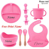 Ensemble Repas Bébé Personnalisé — prénom gravé, silicone sans BPA, cadeau de naissance