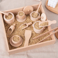 Dinette Sensorielle en Bois Montessori — jeu d'imitation & transvasement, dès 3 ans