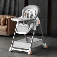 Chaise Haute Évolutive Pliable — inclinable, roulettes & grand plateau, dès 6 mois