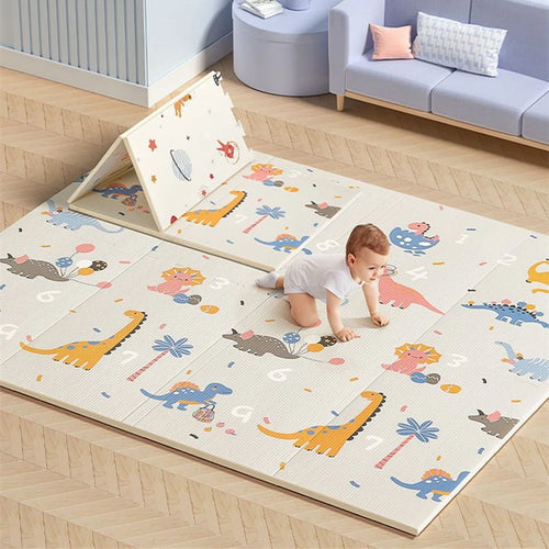 Tapis de Jeu Pliable Réversible 180×100 cm — sol doux & motifs éducatifs, dès la naissance