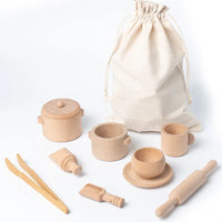 Dinette Sensorielle en Bois Montessori — jeu d'imitation & transvasement, dès 3 ans
