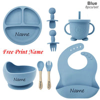 Ensemble Repas Bébé Personnalisé — prénom gravé, silicone sans BPA, cadeau de naissance
