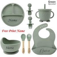 Ensemble Repas Bébé Personnalisé — prénom gravé, silicone sans BPA, cadeau de naissance