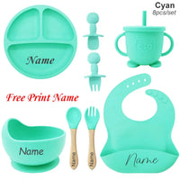 Ensemble Repas Bébé Personnalisé — prénom gravé, silicone sans BPA, cadeau de naissance