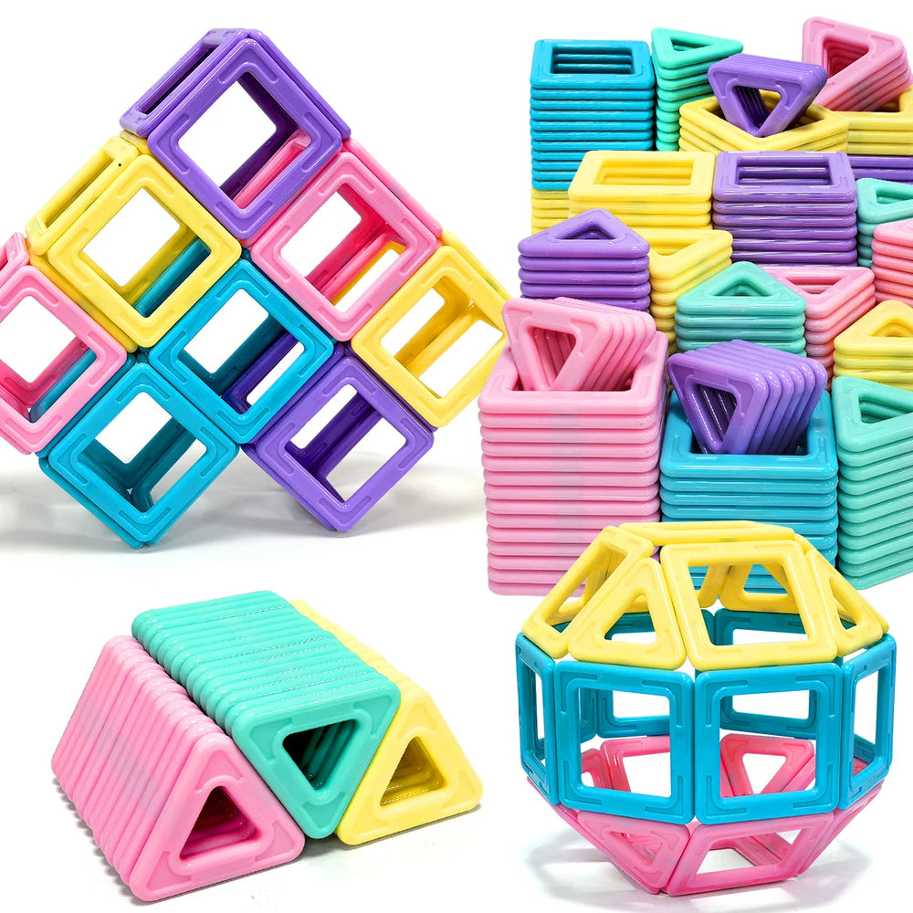 Blocs Magnétiques Pastel — carrés & triangles à assembler, dès 3 ans