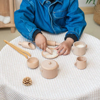 Dinette Sensorielle en Bois Montessori — jeu d'imitation & transvasement, dès 3 ans