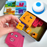 Jeu des Émotions « Face Change » — cubes en bois & cloche, dès 3 ans