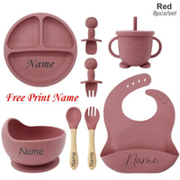 Ensemble Repas Bébé Personnalisé — prénom gravé, silicone sans BPA, cadeau de naissance