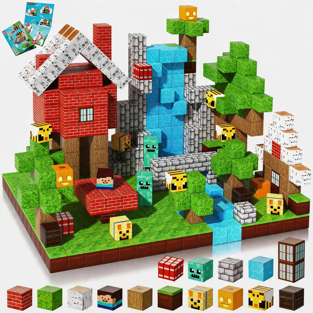 Blocs Magnétiques Pixel 100 Pièces — construis ta forêt, dès 3 ans