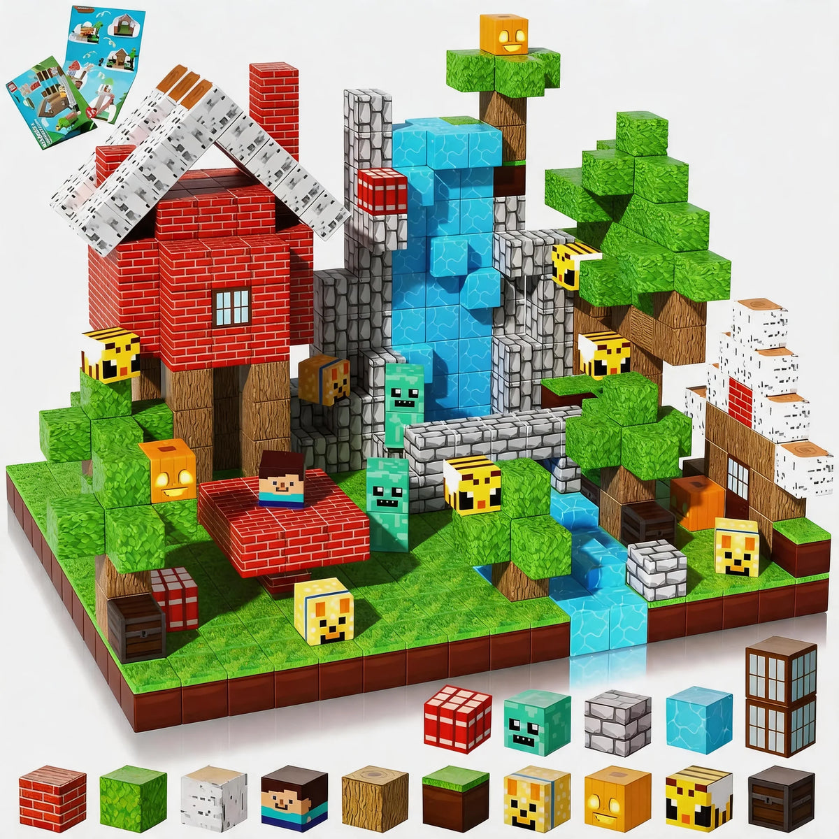 Blocs Magnétiques Pixel 100 Pièces — construis ta forêt, dès 3 ans
