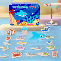 Jeu de Pêche Magnétique en Bois — attrape les poissons, dès 3 ans